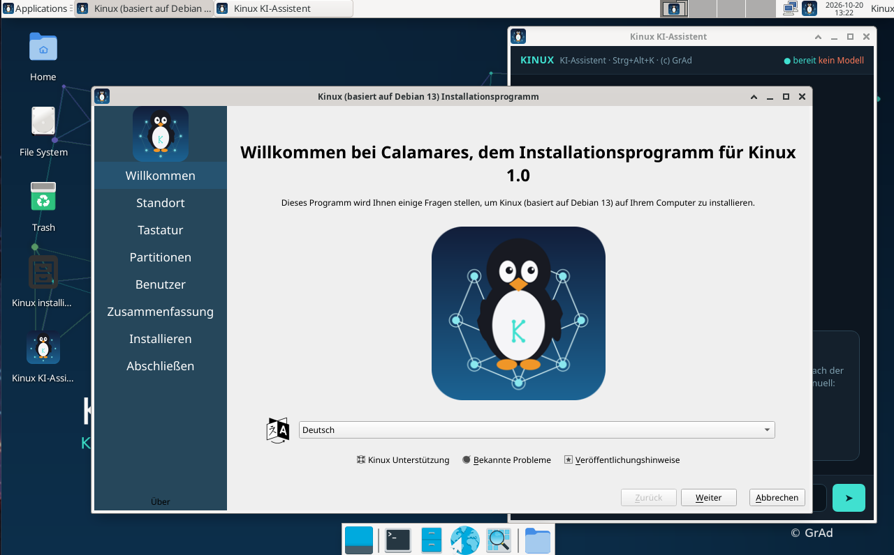 Kinux Installer – Willkommen