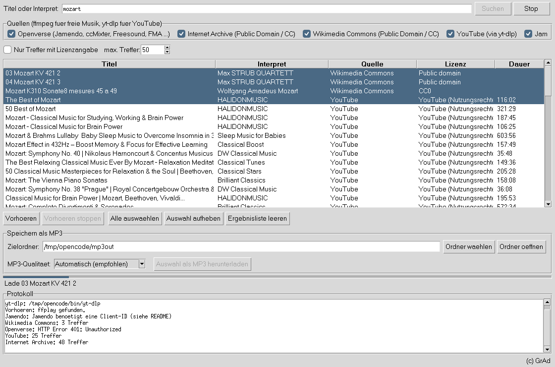 MP3-Downloader beim Herunterladen mehrerer Titel